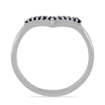 BUY STERLING SILVER REAL BLUE SAPPHIRE GEMSTONE STYLISH RING 